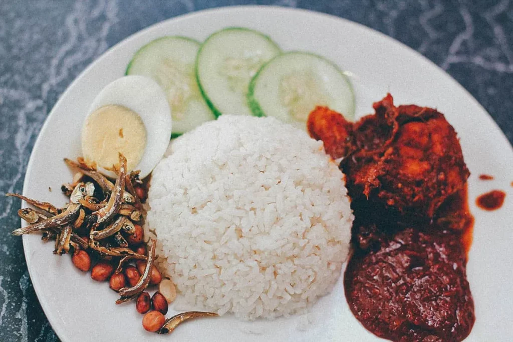 Isian yang ada pada sajiannya juga menambah nilai bedanya nasi lemak Singapura dengan nasi lemak Malaysia. (Sumber: Will Fly For Food)